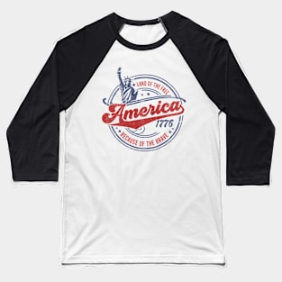 Retro 4th Of July, Groovy 4th Of July, Independence Day, America Land Of The Free Because Of The Brave Baseball T-Shirt